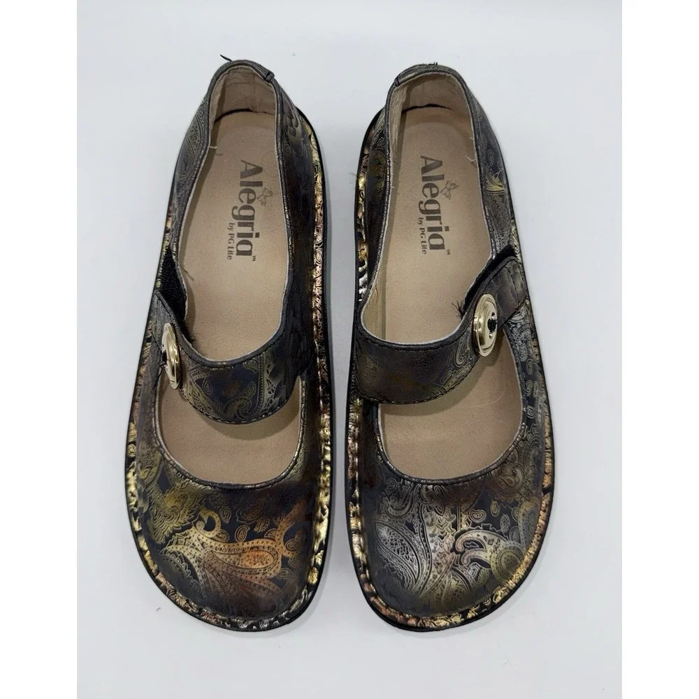 ALEGRIA Women's Shoes Paloma Mary Jane Paisley Leather Size US 7 / 7.5